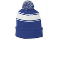 Sport-Tek  Stripe Pom Pom Beanie Hat